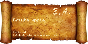 Brtyka Appia névjegykártya